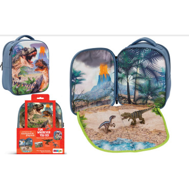 Mochila de dinossauro 3D com diorama e figuras