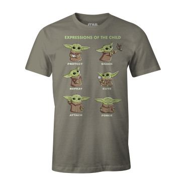 T-shirt Expressões Baby Yoda Mandalorian