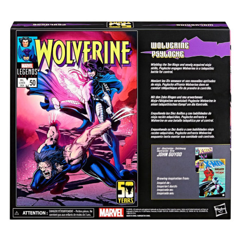 Marvel Legends Figuras Wolverine 50º Aniversário Wolverine & Psylocke 15 Cm