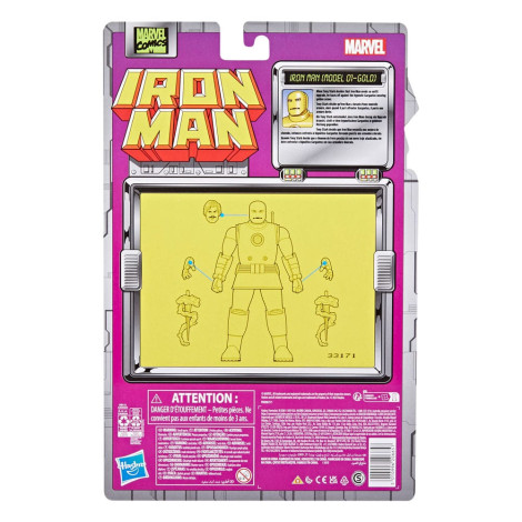 Iron Man Marvel Legends Iron Man Figura (Modelo 01-Gold) 15 Cm