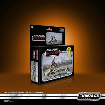 Star WarsFigura: Mandalorian Vintage Collection Vehicle Cons Speeder Bike com Scout Trooper e Grogu