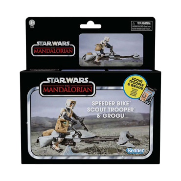 Star WarsFigura: Mandalorian Vintage Collection Vehicle Cons Speeder Bike com Scout Trooper e Grogu