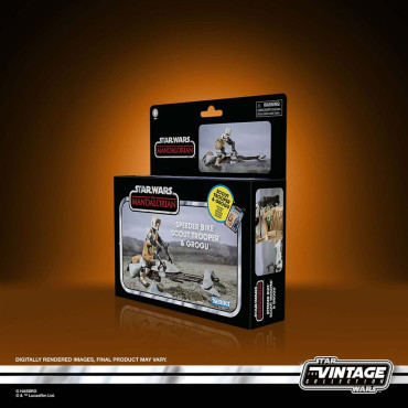 Star WarsFigura: Mandalorian Vintage Collection Vehicle Cons Speeder Bike com Scout Trooper e Grogu