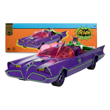 Batman 66 Batmobil com figura e veículo do Joker (etiqueta dourada) Dc Retro