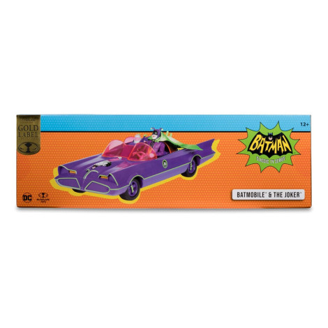 Batman 66 Batmobil com figura e veículo do Joker (etiqueta dourada) Dc Retro