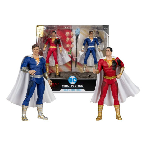 Figuras 2 Pack Shazam (Battle Damage) e Freddie Freeman (Gold Label) 18 Cm Dc Multiverso