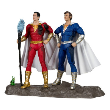 Figuras 2 Pack Shazam (Battle Damage) e Freddie Freeman (Gold Label) 18 Cm Dc Multiverso