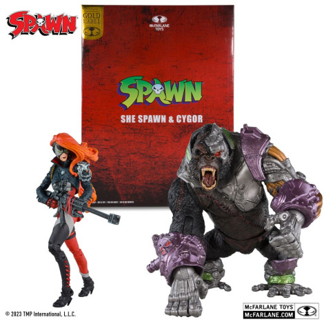 Figuras She Spawn & Cygor (Gold Label) 18 Cm Spawn