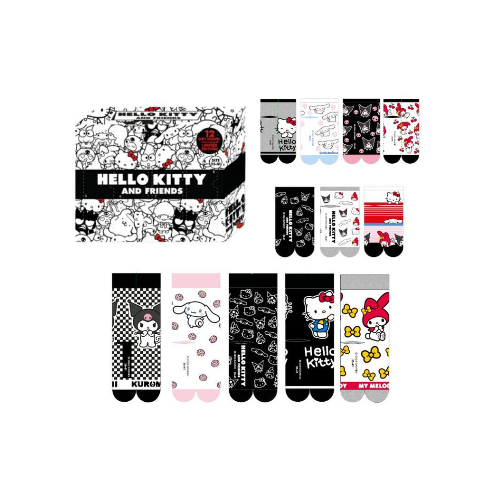 Conjunto de oferta 12 meias e meias Hello Kitty Friends