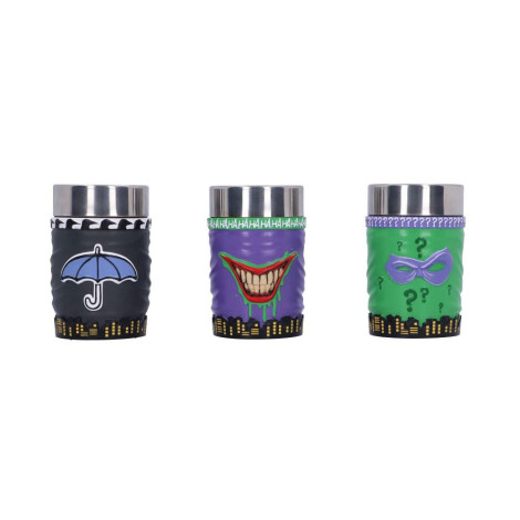 Conjunto de 3 copos de shot Batman Super-Villains Dc Comics