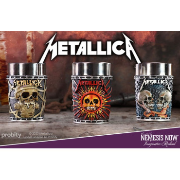 Conjunto de 3 copos de shot Pushead Art Metallica