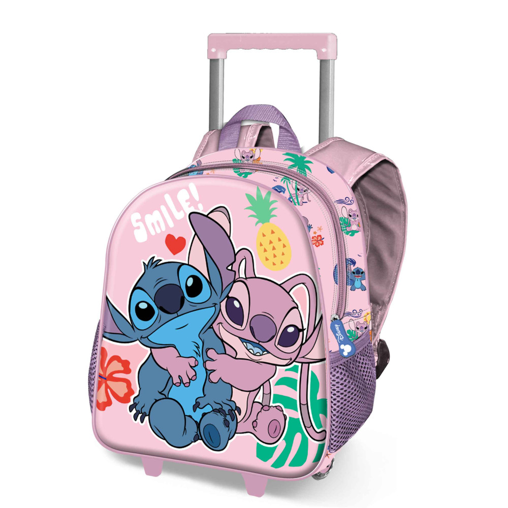 Stitch Disney Lilo e a Ilha Mochila 3D com Rodas Pequena Rosa Disney Lilo e a Ilha