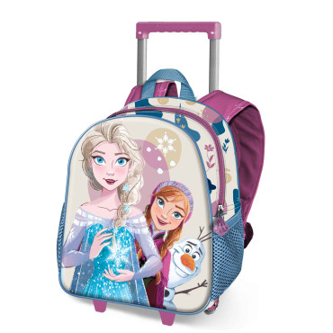 Frozen Mochila 3D com Rodas Pequena Branca Disney 2 Neve