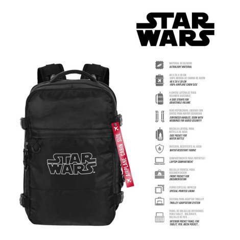 Star Wars Mochila Mercury Travel Cabin Airplane Preto Logo