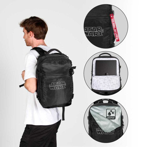 Star Wars Mochila Mercury Travel Cabin Airplane Preto Logo