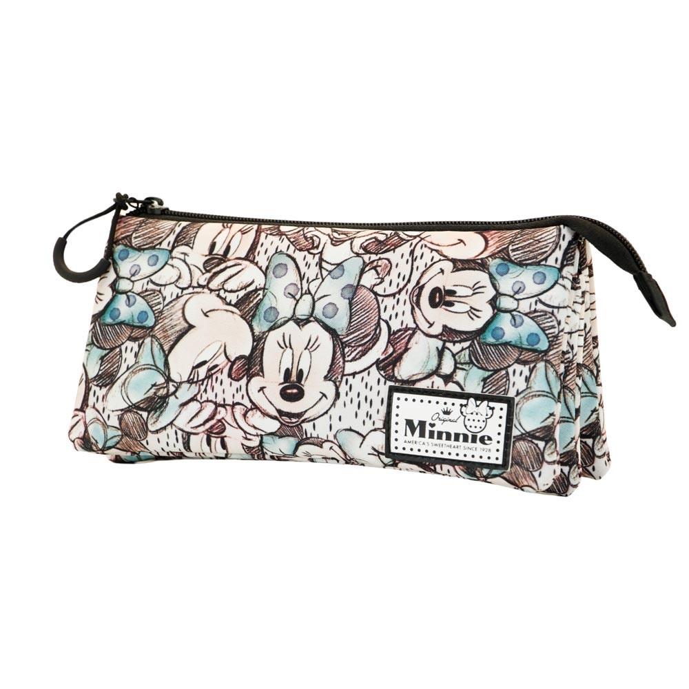 Disney Minnie Mouse Drawing Triple Pencil Case Grey Disney Minnie Mouse Drawing