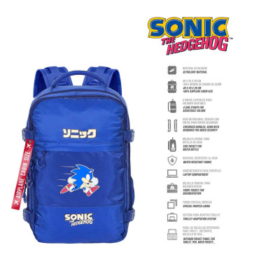 Mochila Mercury Travel Cabin Airplane Blue Sonic The Hedgehog SEGA Action