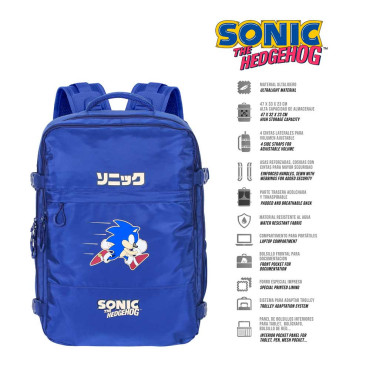 Mercury Mochila de viagem azul grande Sonic The Hedgehog SEGA Ação