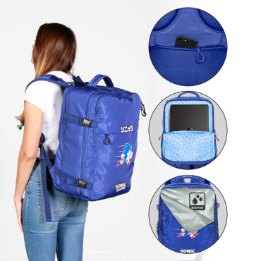 Mercury Mochila de viagem azul grande Sonic The Hedgehog SEGA Ação