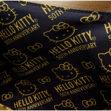 Loungefly Mala de ombro dourada Hello Kitty 50th Anniversary