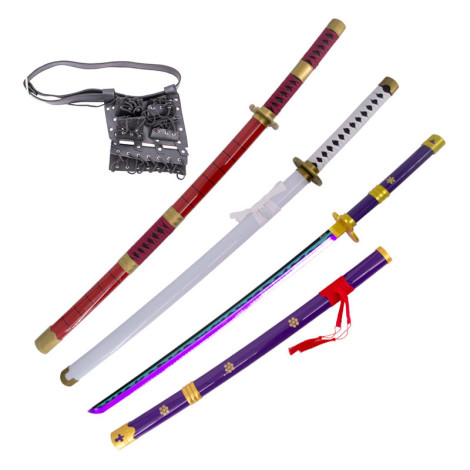 Pack Katanas com luz Zoro + cinto GRÁTIS