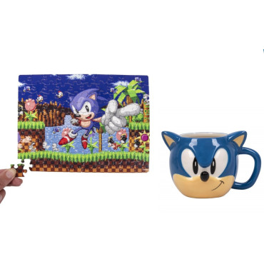 Caneca 3D e Puzzle Sonic The Hedgehog