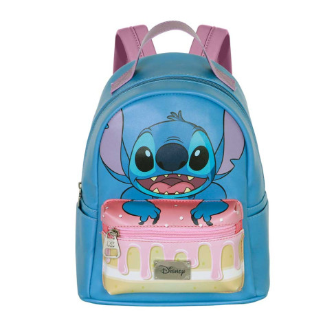 Stitch Mochila Heady Pequena Azul Disney Lilo e Cake