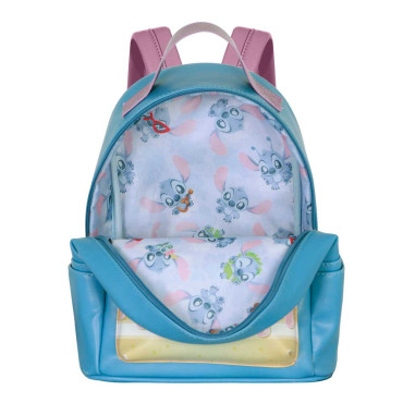 Stitch Mochila Heady Pequena Azul Disney Lilo e Cake