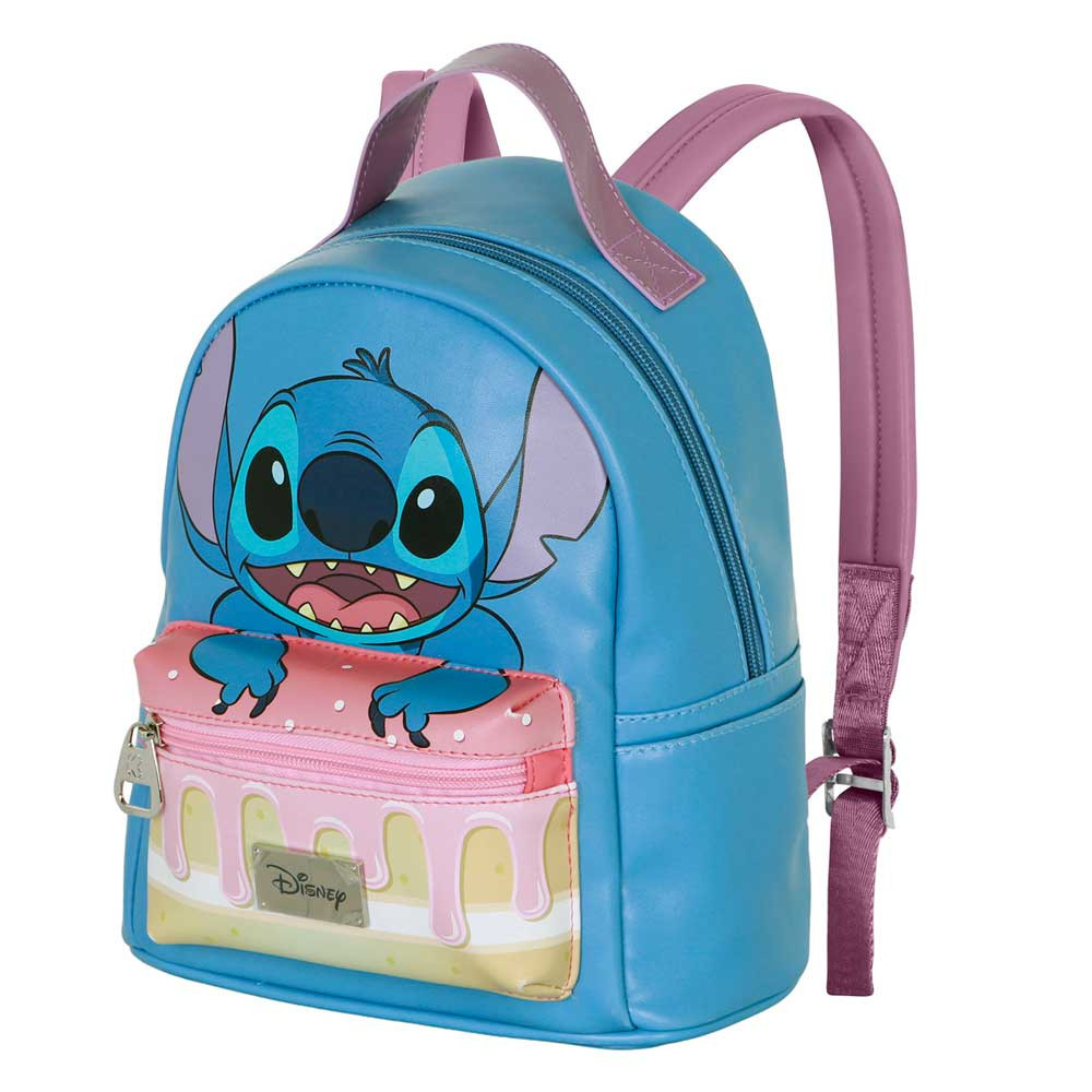 Stitch Mochila Heady Pequena Azul Disney Lilo e Cake