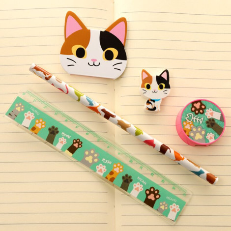 Conjunto de artigos de papelaria para gatos