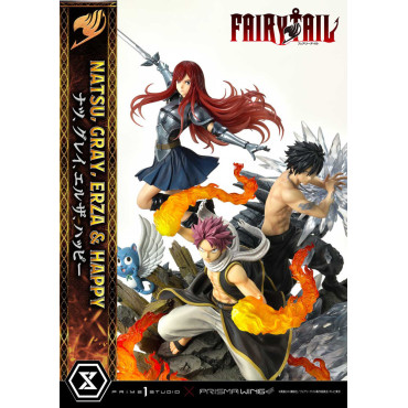 Fairy Tail Figura 1/6 Natsu, Cinzento, Erza, Feliz Versão de Luxo 57 Cm