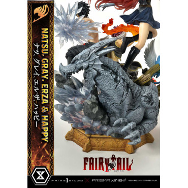 Fairy Tail Figura 1/6 Natsu, Cinzento, Erza, Feliz Versão de Luxo 57 Cm