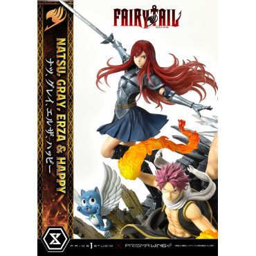 Fairy Tail Figura 1/6 Natsu, Cinzento, Erza, Feliz Versão de Luxo 57 Cm