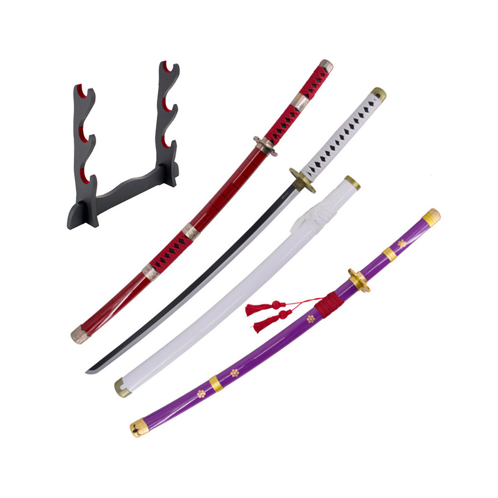 Pacote de Katanas de Aço Zoro + suporte GRATUITO