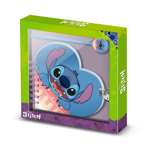 Stitch Agenda Coração Chave + Caneta Cake Disney