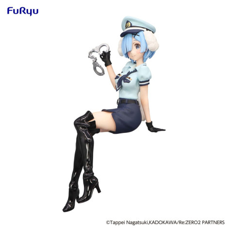 Figura Re:Zero Starting Life In Another World Rolha de macarrão Rem Boné de agente da polícia com orelhas de cão 14 Cm