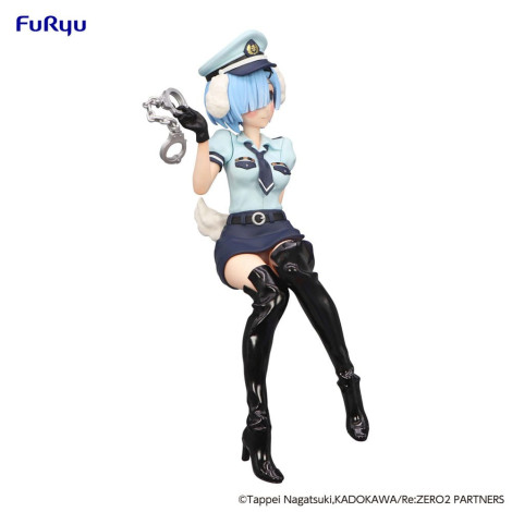 Figura Re:Zero Starting Life In Another World Rolha de macarrão Rem Boné de agente da polícia com orelhas de cão 14 Cm