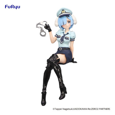 Figura Re:Zero Starting Life In Another World Rolha de macarrão Rem Boné de agente da polícia com orelhas de cão 14 Cm