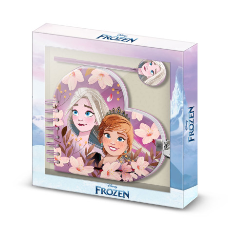 Frozen Agenda Coração Chave + Caneta Disney Anna e Elsa 2