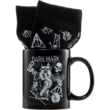 Conjunto Harry Potter - Caneca Dark Mark 315 ml + Meias (Tamanho 36-41)