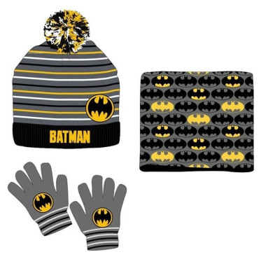 CONJUNTO BONÉ-BATA-LUVAS DO BATMAN PARA CRIANÇA 52-54