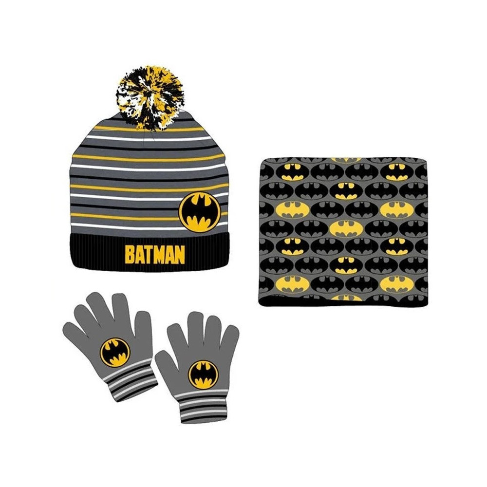 CONJUNTO BONÉ-BATA-LUVAS DO BATMAN PARA CRIANÇA 52-54