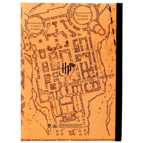 Caderno de mapas do Harry Potter Marauder com luz