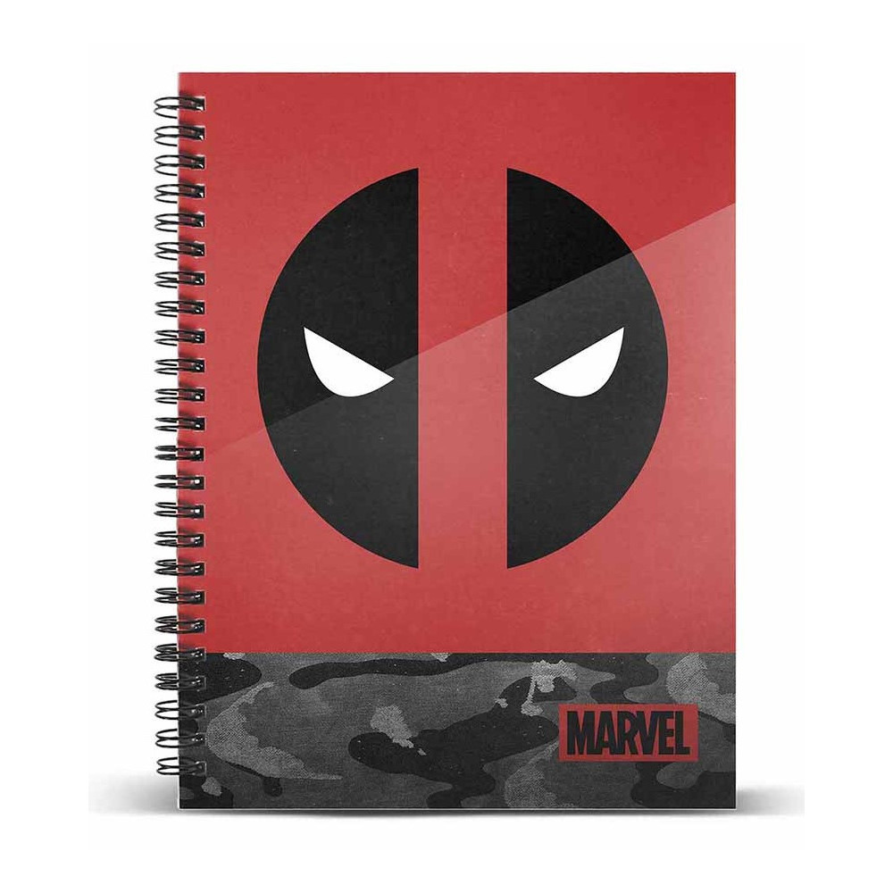 Deadpool Rebel Cuaderno A5 Papel Cuadriculado, Rojo