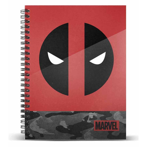 Deadpool Rebel Cuaderno A5 Papel Cuadriculado, Rojo