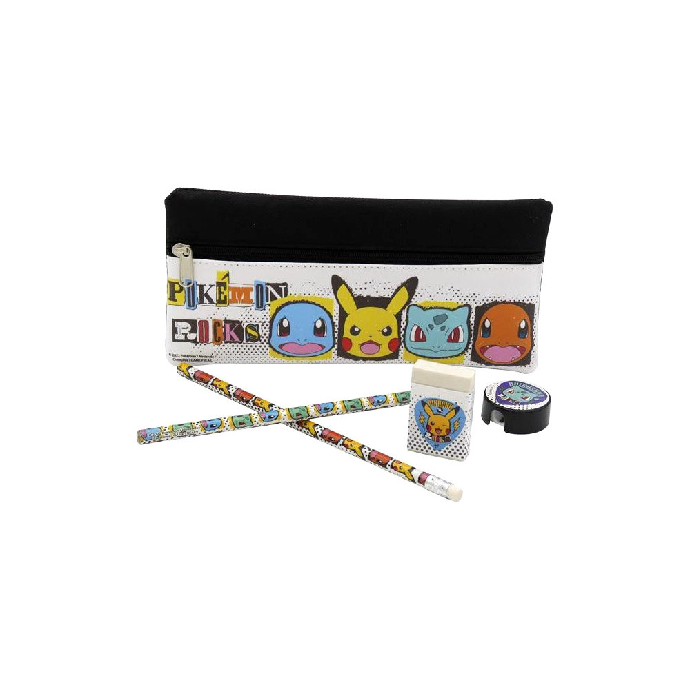 Conjunto de papelaria com Estojo Pokemon