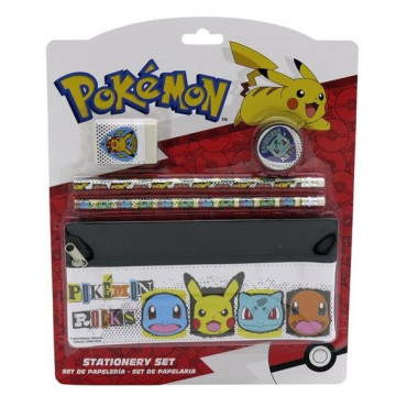 Conjunto de papelaria com Estojo Pokemon