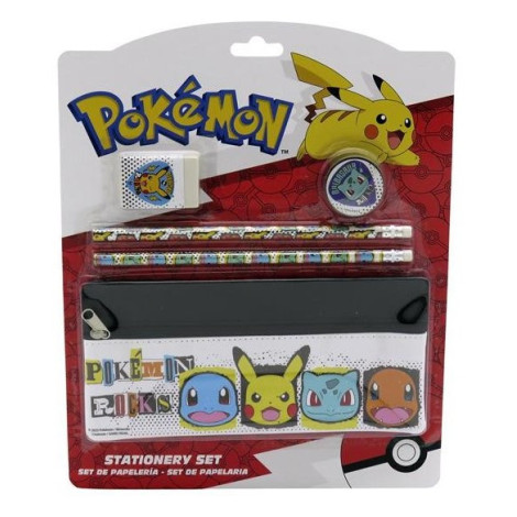 Conjunto de papelaria com Estojo Pokemon