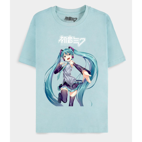 Camisola Azul Feminina Hatsune Miku Manga Curta