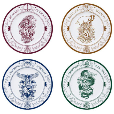 Conjunto de 4 pratos Harry Potter Hogwarts Houses